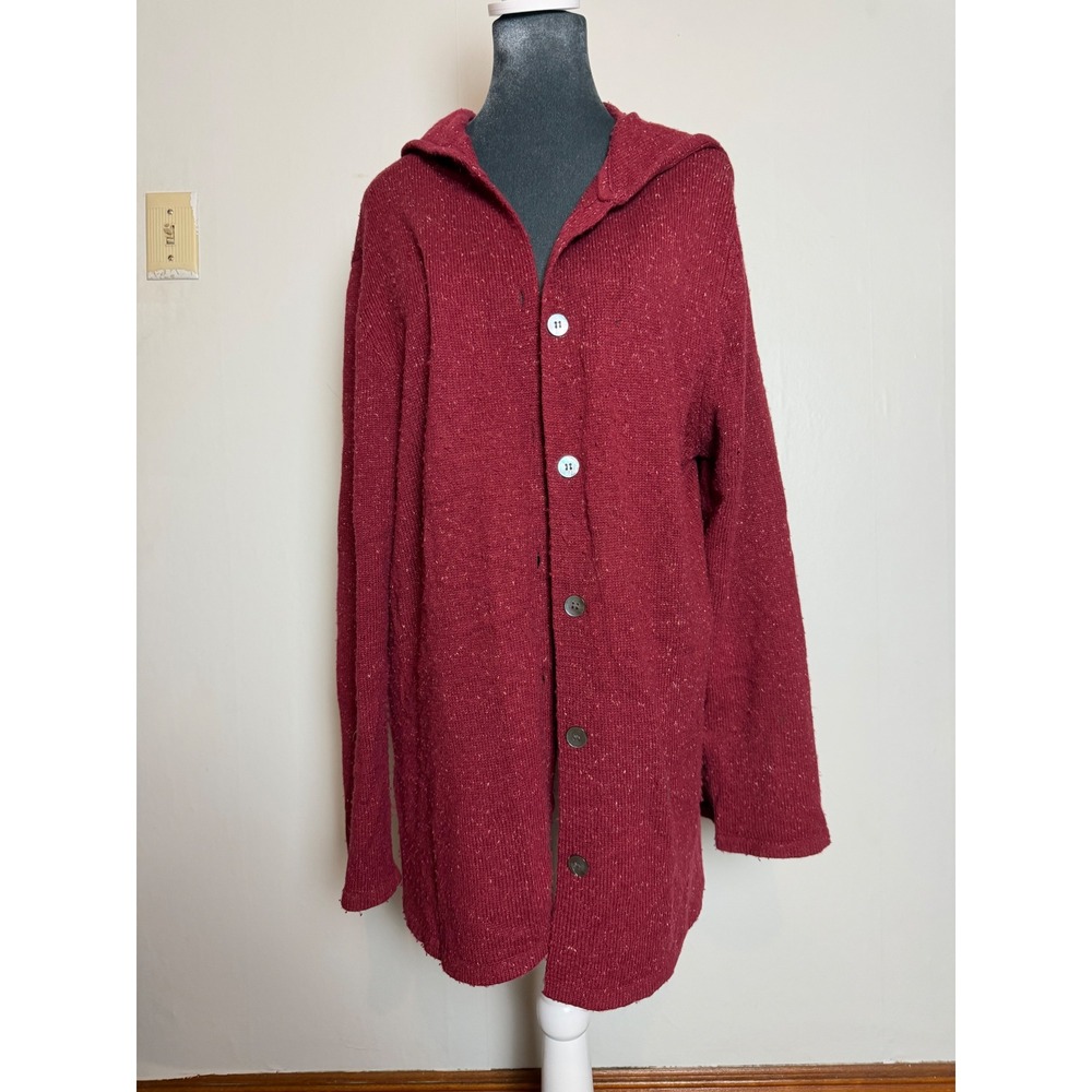 Isabella Bird Silk Wool  Hooded Cardigan Sweater academia coastal minimalist L